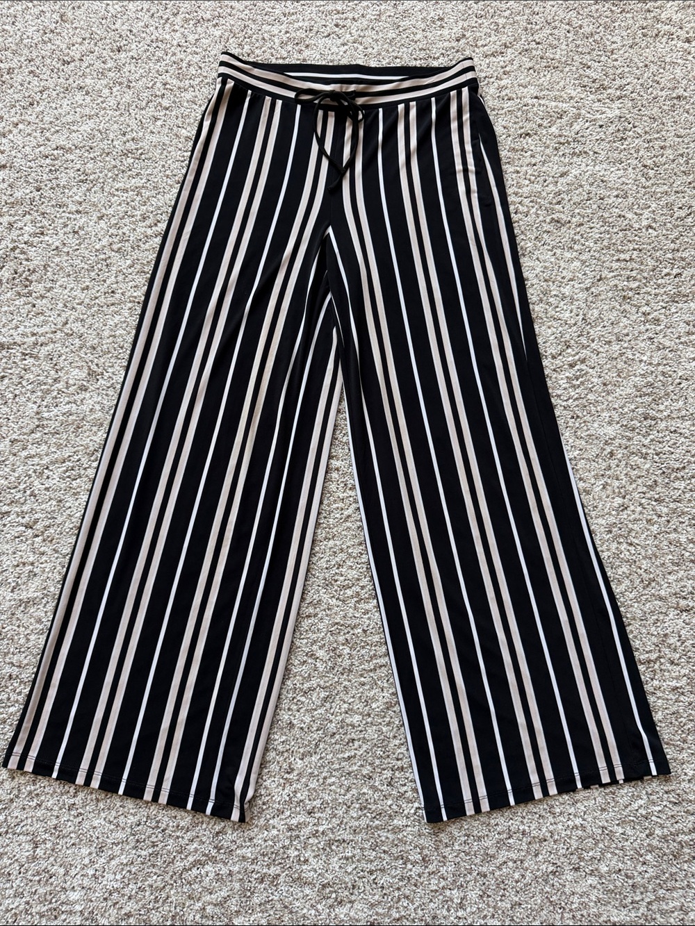 WHBM Wide Leg Black and White Stripe Pants - Women's